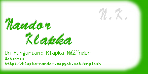 nandor klapka business card